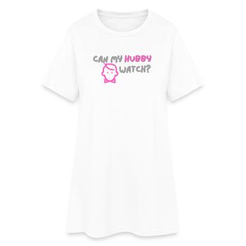 Mon mari peut-il regarder ? - Robe T-shirt Femme - blanc - Devant