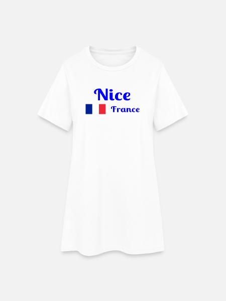 Nice France- Imprimés élégants - Robe T-shirt Femme - blanc
