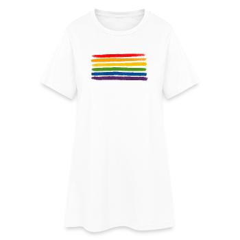 Rayures arc-en-ciel LGBTQIA+- - Robe T-shirt Femme - blanc - Devant