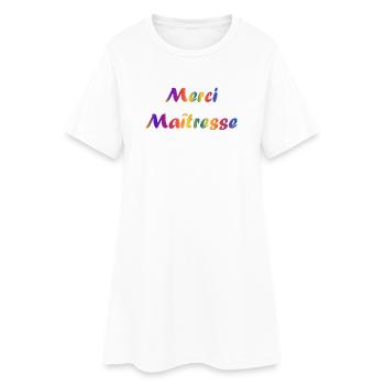MAÎTRESSE. MAITRE. MERCI. MERCI MAÎTRESSE. - Robe T-shirt Femme - blanc - Devant