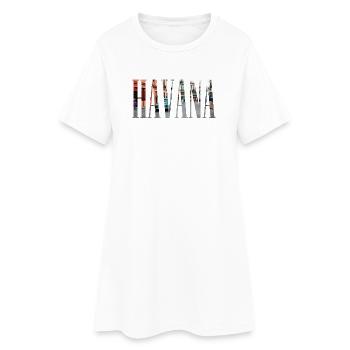 La Havane | La Havane | Cuba | Cuba | Jours fériés | Voiture de collection - Robe T-shirt Femme - blanc - Devant