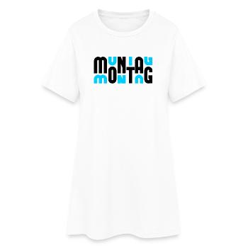 Lundi Noir/Cyan - Robe T-shirt Femme - blanc - Devant