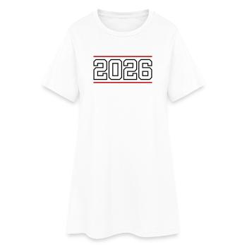2026 Linie - Frauen T-Shirt-Kleid - Weiß - Vorne