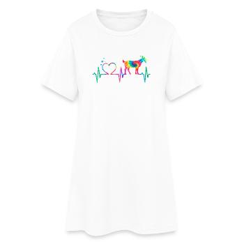 Chèvre au cœur arc-en-ciel - Robe T-shirt Femme - blanc - Devant