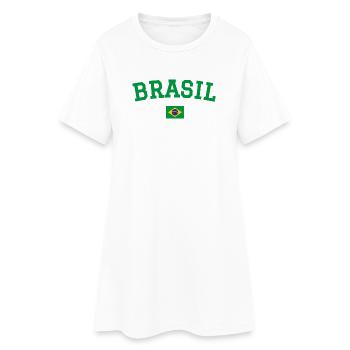 Brazil Flag Design Green - Women’s T-Shirt Dress - white - Front