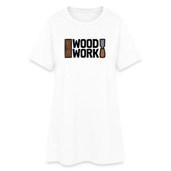 Wood Work Schriftzug Logo - Frauen T-Shirt-Kleid - Weiß - Vorne