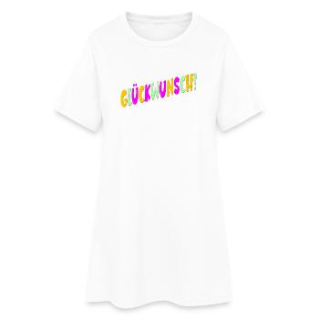 Geburtstagsgrüße Schriftzug Glückwunsch Abschluss - Frauen T-Shirt-Kleid - Weiß - Vorne
