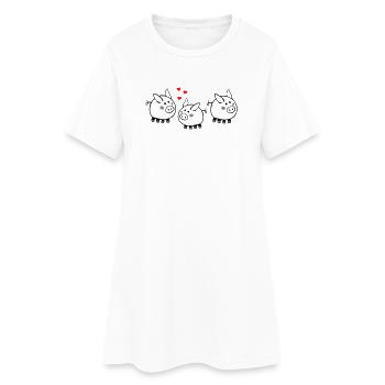 Cochon au cœur - Robe T-shirt Femme - blanc - Devant