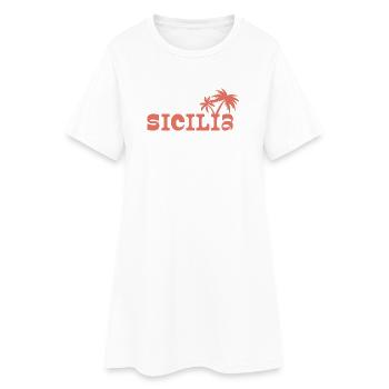 Coucher de soleil de Sicilia Palm Island - Robe T-shirt Femme - blanc - Devant