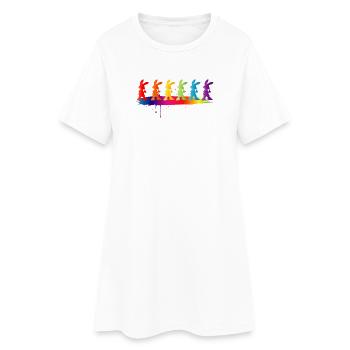 Motif des lapins colorés silhouette arc-en-ciel des enfants - Robe T-shirt Femme - blanc - Devant