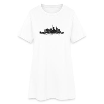 Frankfurt am Main Skyline (Vintage/Schwarz) - Frauen T-Shirt-Kleid - Weiß - Vorne
