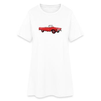 Vintage-rotes Cabriolet - Frauen T-Shirt-Kleid - Weiß - Vorne