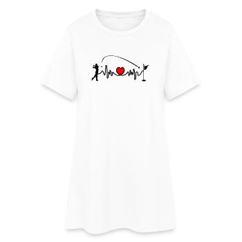 Le joueur de golf frappe la balle dans la fréquence cardiaque du trou, cardio - Robe T-shirt Femme - blanc - Devant