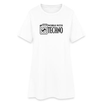 Techno - Frauen T-Shirt-Kleid - Weiß - Vorne