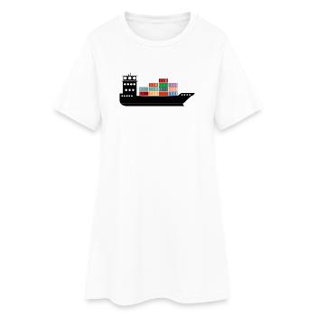 Seecontainerschiff oder Boot mit Containern - Frauen T-Shirt-Kleid - Weiß - Vorne