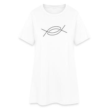 Zeichnung zwei Fische ineinander - Frauen T-Shirt-Kleid - Weiß - Vorne