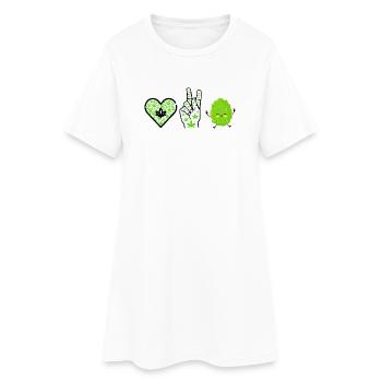 Love Peace Happiness - Frauen T-Shirt-Kleid - Weiß - Vorne