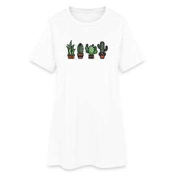 Kaktus Zimmerpflanze comic Farbe Botanik Liebe - Frauen T-Shirt-Kleid - Weiß - Vorne