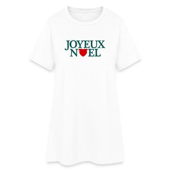 Joyeux Noël avec tête de staffie en forme de cœur - Robe T-shirt Femme - blanc - Devant