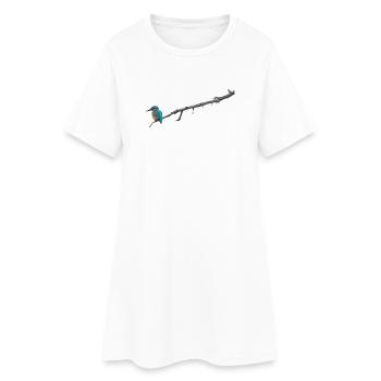 Martin-pêcheur sur une branche - Robe T-shirt Femme - blanc - Devant