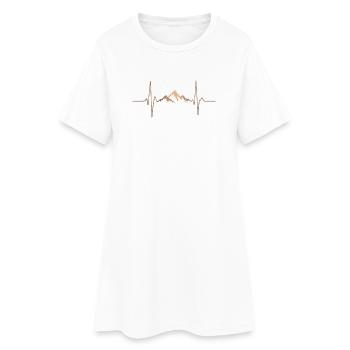 Gebirgslandschaft mit Herzschlag-Motiv - Frauen T-Shirt-Kleid - Weiß - Vorne