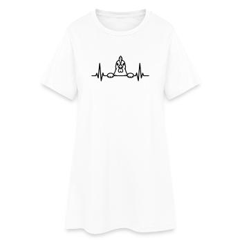 Graphique de Cartoon Pulse de Cœur de Poulet - Robe T-shirt Femme - blanc - Devant
