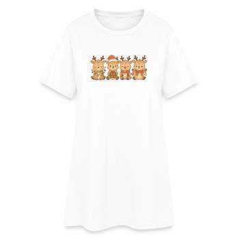 Rennes pour hommes, femmes et enfants – Noël - Robe T-shirt Femme - blanc - Devant