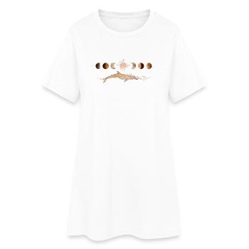 Dauphin avec phases de lune dorée dans un bohème mystique - Robe T-shirt Femme - blanc - Devant