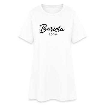 Lettrage élégant « Barista 2026 » - Robe T-shirt Femme - blanc - Devant
