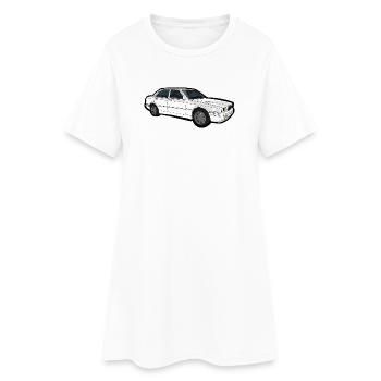 Classic White Sedan Line Art - Women’s T-Shirt Dress - white - Front