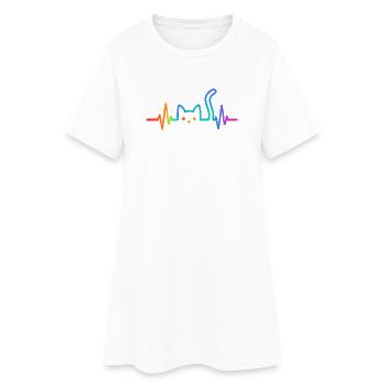 Idée cadeau pour Cat Heartbeat Cat Lover - Robe T-shirt Femme - blanc - Devant