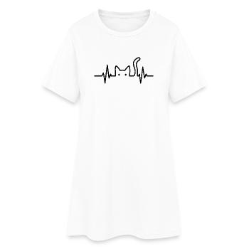 Idée cadeau pour Cat Heartbeat Cat Lover - Robe T-shirt Femme - blanc - Devant