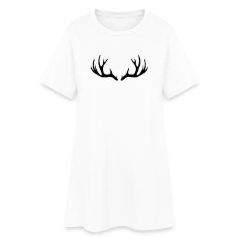 Hirschgeweihe - Frauen T-Shirt-Kleid - Weiß - Vorne