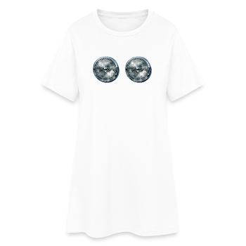 Doppelte Scheinwerferreflexionen - Frauen T-Shirt-Kleid - Weiß - Vorne