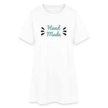 Handgemachtes Minimalistisches Bastelhemd im Skriptstil - Frauen T-Shirt-Kleid - Weiß - Vorne