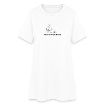 Chasser le lever du soleil et l’art cycliste à la caféine - Robe T-shirt Femme - blanc - Devant