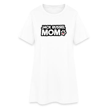 Jack Russel Mom with Paw and Red Heart Accent - Women’s T-Shirt Dress - white - Front