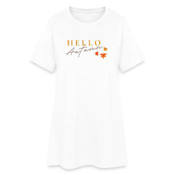 Bonjour Autumn | Conception des feuilles d’automne - Robe T-shirt Femme - blanc - Devant