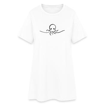 Octopus One Line Cute Sea Motif - Women’s T-Shirt Dress - white - Front
