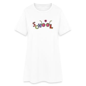 Hello School - Frauen T-Shirt-Kleid - Weiß - Vorne