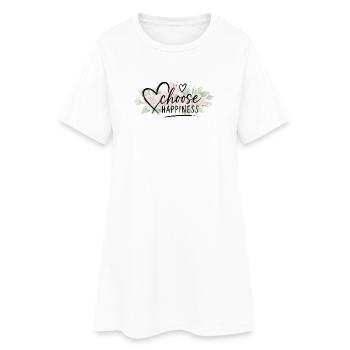 Wähle Glück Blumen - Frauen T-Shirt-Kleid - Weiß - Vorne