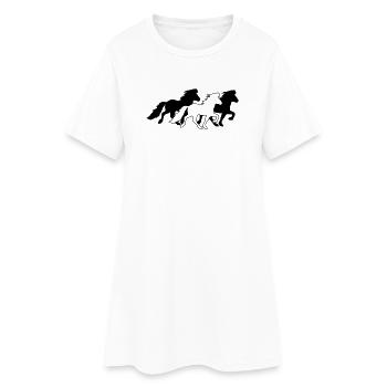 3 noble Icelandic horses in tölt - Women’s T-Shirt Dress - white - Front
