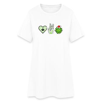 Amour, Paix et Bonheur / Joyeux Noël - Robe T-shirt Femme - blanc - Devant