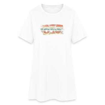 Regenbogen gestreiftes Fahrrad - Frauen T-Shirt-Kleid - Weiß - Vorne