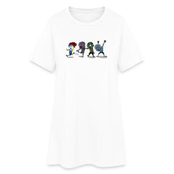 Coureur drôle poursuivi par des zombies Cardio Halloween - Robe T-shirt Femme - blanc - Devant
