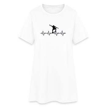 Skateboarder EKG Herzschlag - Frauen T-Shirt-Kleid - Weiß - Vorne