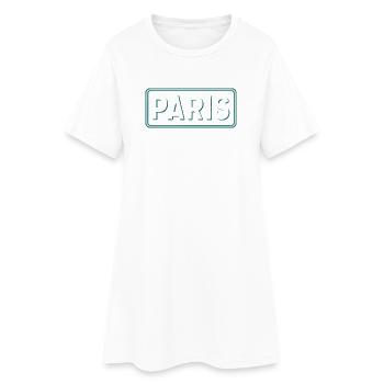 Panneau Paris Line Art Vert Blanc - Robe T-shirt Femme - blanc - Devant