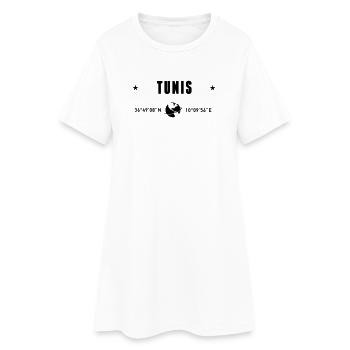 Tunis Tunisie Coordonnées GPS Globe - Robe T-shirt Femme - blanc - Devant