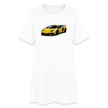 Yellow sports car illustration - Women’s T-Shirt Dress - white - Front