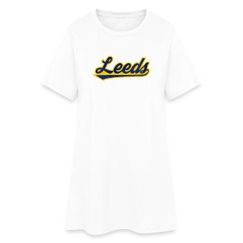 Leeds Script Logo Blau Gelb - Frauen T-Shirt-Kleid - Weiß - Vorne